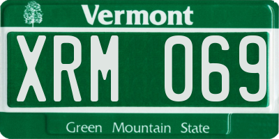 VT license plate XRM069