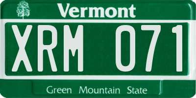 VT license plate XRM071