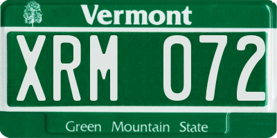 VT license plate XRM072