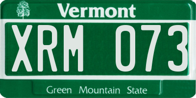 VT license plate XRM073