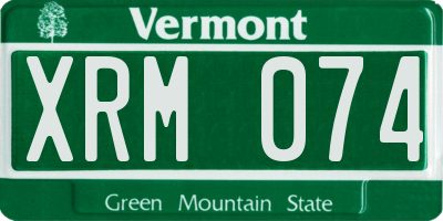 VT license plate XRM074
