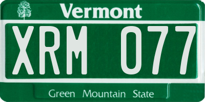 VT license plate XRM077