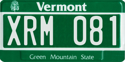 VT license plate XRM081