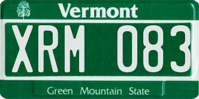 VT license plate XRM083