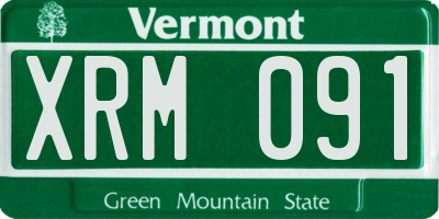 VT license plate XRM091