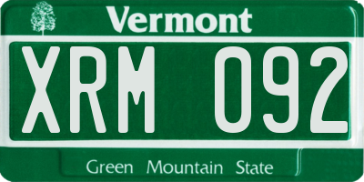 VT license plate XRM092