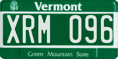 VT license plate XRM096