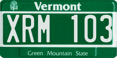 VT license plate XRM103
