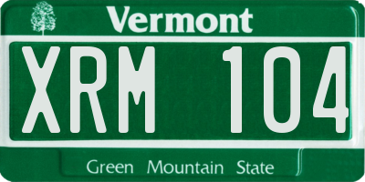 VT license plate XRM104