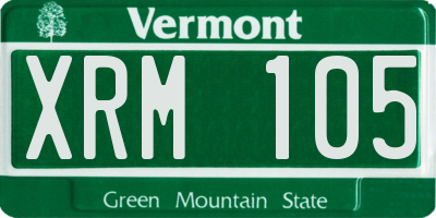 VT license plate XRM105