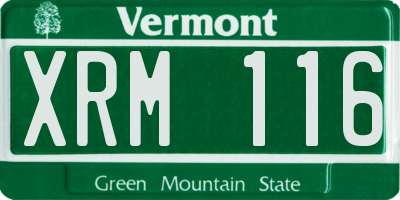 VT license plate XRM116
