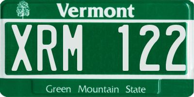 VT license plate XRM122