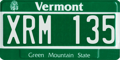 VT license plate XRM135