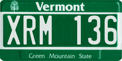 VT license plate XRM136
