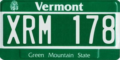 VT license plate XRM178