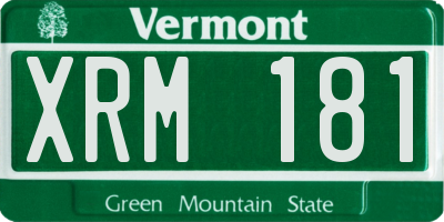 VT license plate XRM181