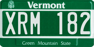 VT license plate XRM182
