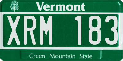 VT license plate XRM183