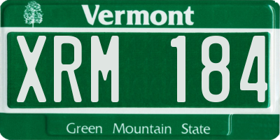 VT license plate XRM184