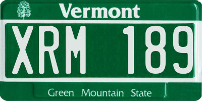 VT license plate XRM189