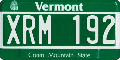VT license plate XRM192