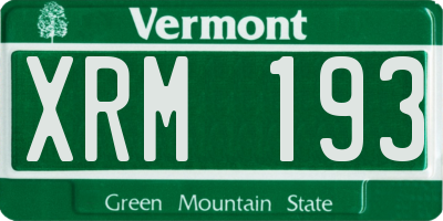VT license plate XRM193