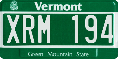 VT license plate XRM194