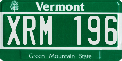VT license plate XRM196
