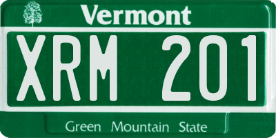VT license plate XRM201
