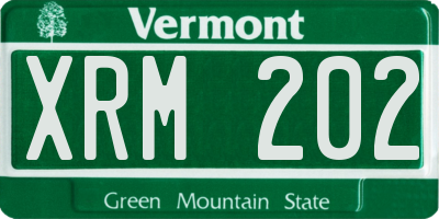 VT license plate XRM202