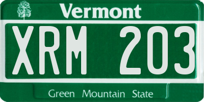 VT license plate XRM203