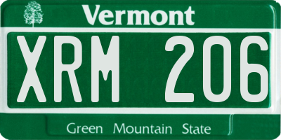 VT license plate XRM206