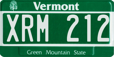 VT license plate XRM212