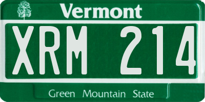 VT license plate XRM214