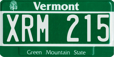 VT license plate XRM215