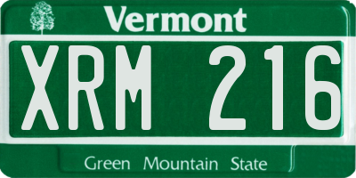 VT license plate XRM216