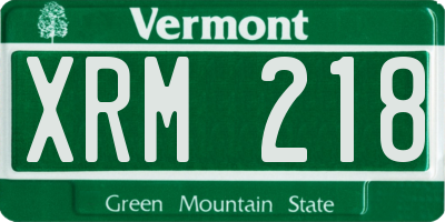 VT license plate XRM218