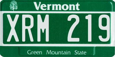 VT license plate XRM219