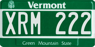 VT license plate XRM222