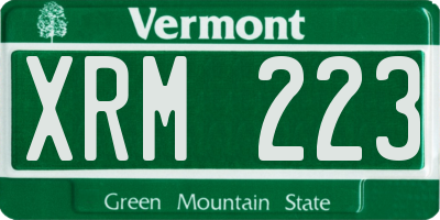VT license plate XRM223