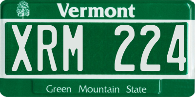 VT license plate XRM224
