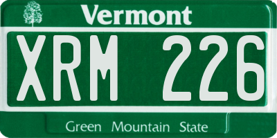 VT license plate XRM226