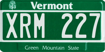 VT license plate XRM227
