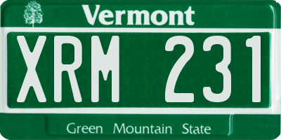 VT license plate XRM231