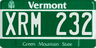 VT license plate XRM232