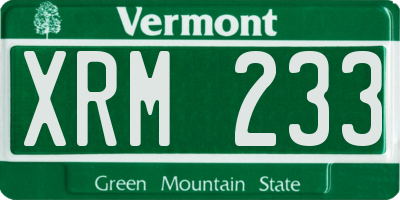 VT license plate XRM233
