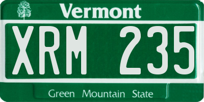 VT license plate XRM235
