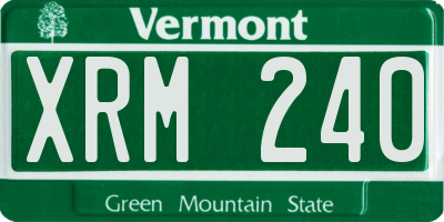 VT license plate XRM240