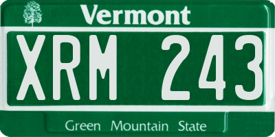 VT license plate XRM243