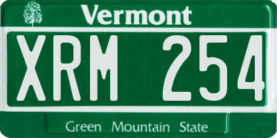 VT license plate XRM254